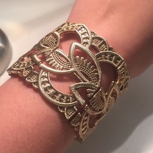 Gold cuff bracelet metal - greek